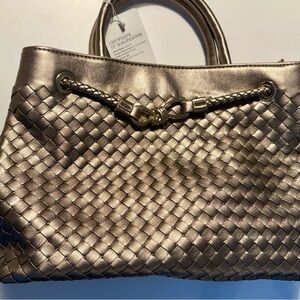 Elegant Metallic Woven Handbag